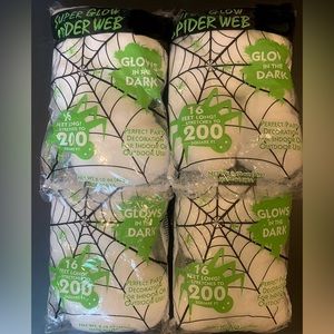 Lot 4 Stretch Spider Web Halloween 800 SQ FT Hanging Decoration Glow-in-the-Dark